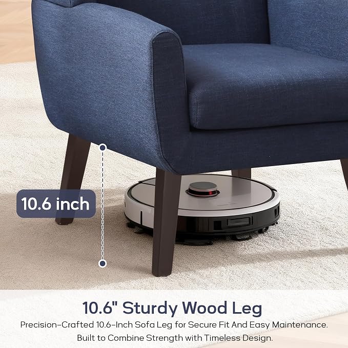 HUIMO Accent Chairs Set of 2,Upholstered Button-Tufted Linen Living Room Chairs,Mid Century Modern Armchair with Fabric,Comfy Arm Chairs for Club Living Room Reading Bedroom,Waiting Room Dark Blue