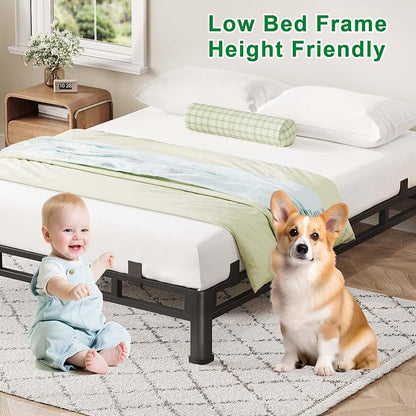 ROIL 7 Inch King Bed Frame, Metal Bed Frame & Box Spring 2 in 1 Platform with Round Corner Legs, 4000LBS Double Layer Low Profile Metal Platform Mattress Baffles, Noise-Free Easy Assembly