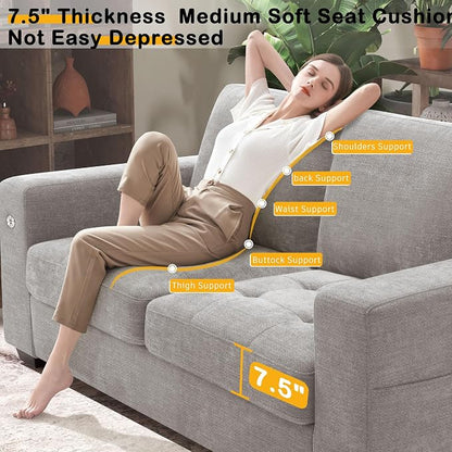 Hanherry 70" Loveseat Sofa for Living Room, Modern Comfy Couch with Medium Firm Seat Cushion, Removable Cover,Wide Armrest,USB/Type-C Port,Chenille Fabric Couches for Small Space,Apartment,Bedroom