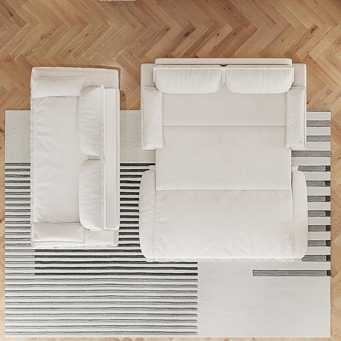 73.2" Sleeper Sofa Bed Queen, 3-in-1 Convertible Couch, Modern Pull Out Couches, Comfy Velvet Futon Sofa, Cloud Loveseat Lounge, Pillow Arm, for Small Spaces, Apartment, Living Room, Beige