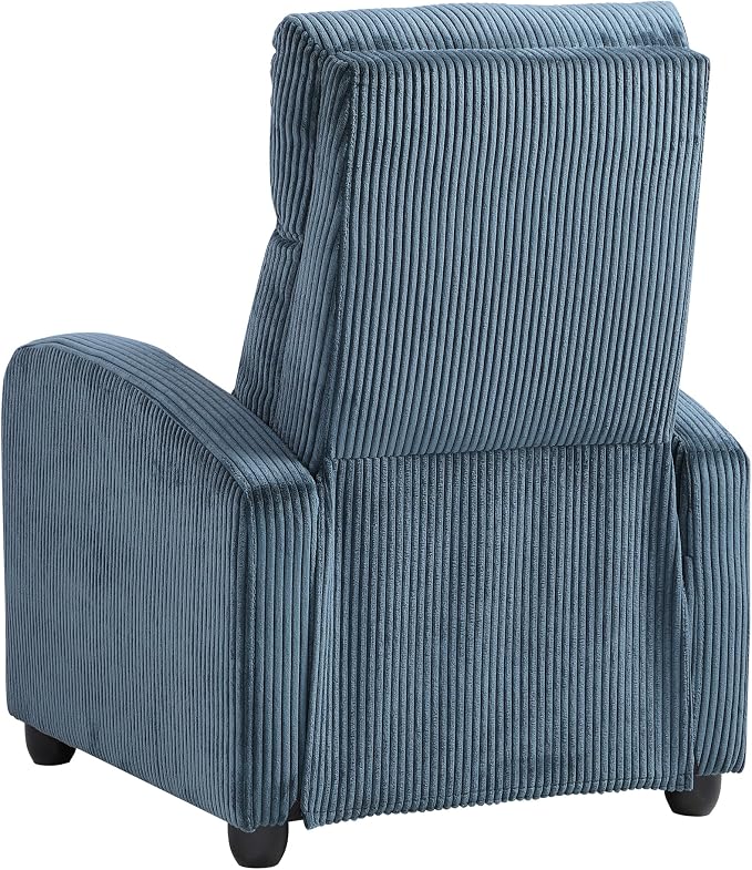Lexicon Corduroy Pushback Recliner Chair Armchair Push Back Recliner, Solid Wood Frame and Metal Base, Easy Assembly Small Soft Single Sofa Accent Chair for Living Room/Office/Apartment, Midnight Blue