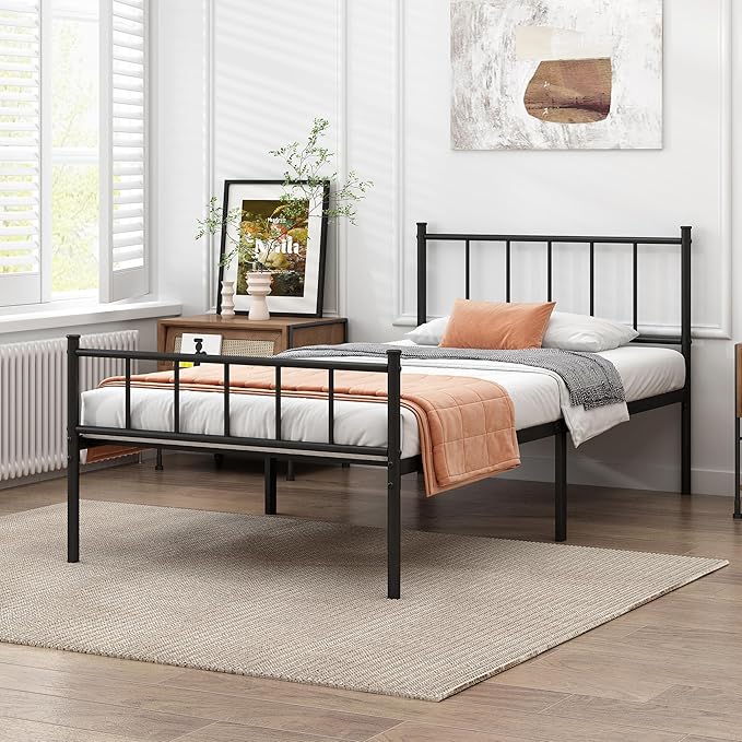 DIIYIV Twin Metal Bed Frame,Steel Slat Support,Noise Free,Easy Assembly | Twin Size Bed,Mattress Foundation,Underbed Storage,No Box Spring Needed