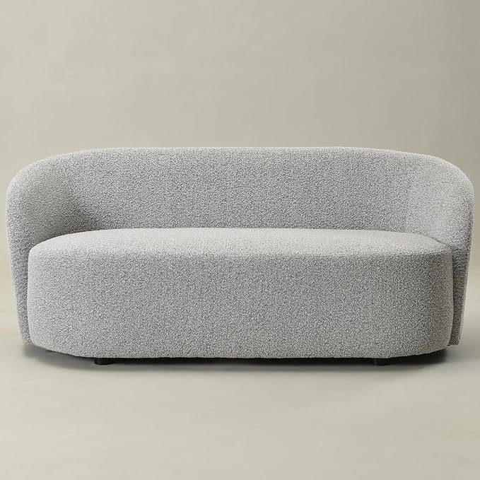 KINWELL 68" Boucle Upholstered Loveseat Sofa with Set of 2 Swivel Barrel Accent Chairs, Minimalist Comfy 2-Seater Couch and 2 Sherpa Armchairs for Small Spaces Apartment, Black White