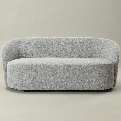KINWELL 68" Boucle Upholstered Loveseat Sofa with Set of 2 Swivel Barrel Accent Chairs, Minimalist Comfy 2-Seater Couch and 2 Sherpa Armchairs for Small Spaces Apartment, Black White