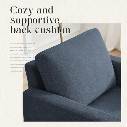 Weture Mid-Century Accent Chair,Modern Linen Fabric Armchair for Living Room,Comfy Upholstered Reading Accent Chairs for Bedroom,Single Sofa Chair with Wood Legs (Blue Grey, 2 Pack)