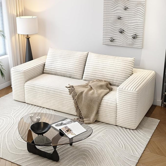 Settab 71" Loveseat Sofa,Modular Couch with Deep Seat Memory Foam,Comfy Small Cloud Couch for Small Spaces,No Assembly Sofa for Living Room Bedroom,Apartment,White