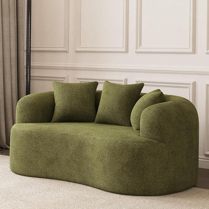 69" Curved Loveseat Sofa for Living Room, Modern Chenille Love Seat Cloud Couch, Luxury Plush Extra Deep Oversized Sofa for Small Spaces, Bedroom, Apartment‌, No Assembly Required, Green