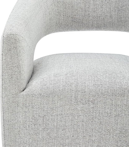 KISLOT Upholstered Dining Chairs with Casters No Assembly Modern Barrel Armchair with Rollers for Diningroom Bedroom Livingroom Reading Room,Set of 2,Light Grey