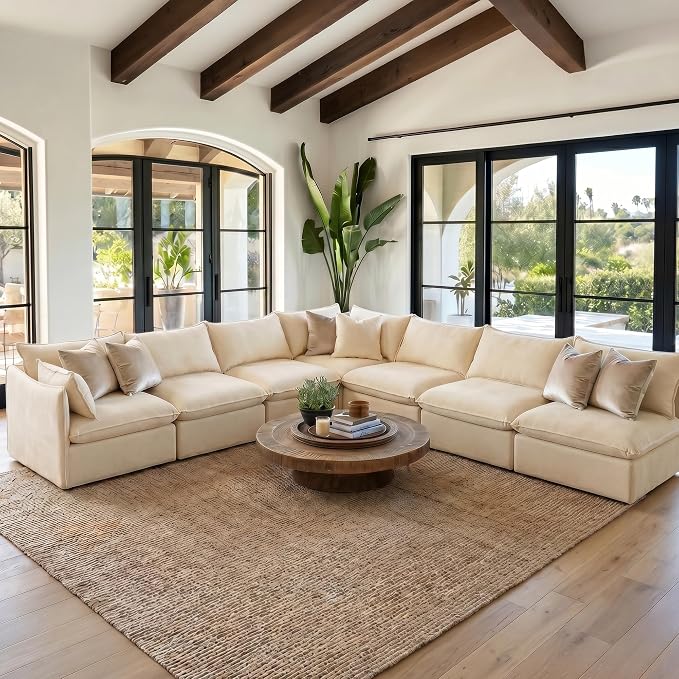 Cloud Modular Corner Sectional, Oversized Deep Seat Comfort, Luxe Chenille | Fully Removable Washable Covers, Memory Foam Seat Cushions, Premium Fabric