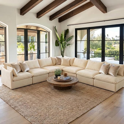 Cloud Modular Corner Sectional, Oversized Deep Seat Comfort, Luxe Chenille | Fully Removable Washable Covers, Memory Foam Seat Cushions, Premium Fabric