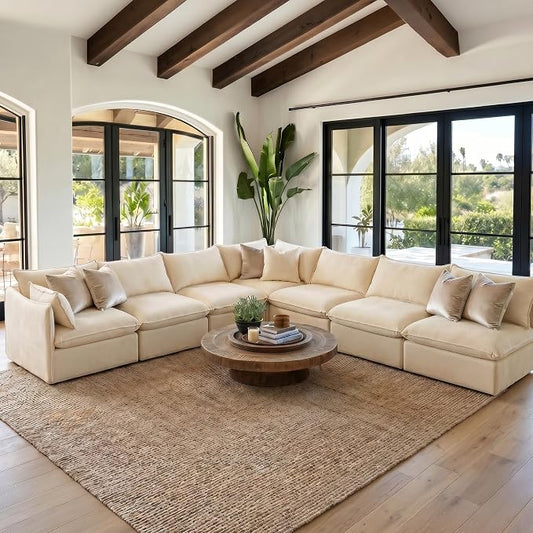 Cloud Modular Corner Sectional, Oversized Deep Seat Comfort, Luxe Chenille | Fully Removable Washable Covers, Memory Foam Seat Cushions, Premium Fabric