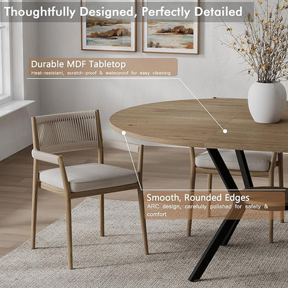 42"-58" Extendable Round Dining Table for 4-6, Kitchen Oval Table with Built-in Flip Leaf & Storage Shelf, Space Saving Modern Design with Sturdy Metal Legs for Kitchen, Living Room & Small Apartments