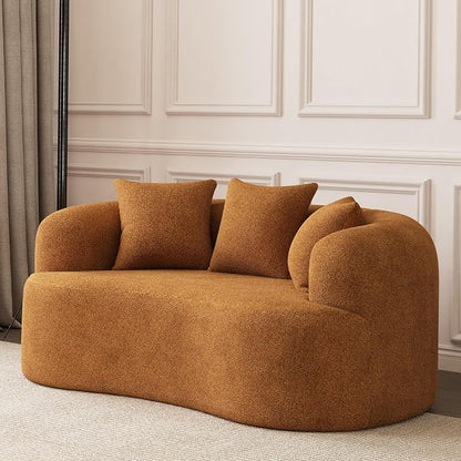 69" Curved Loveseat Sofa for Living Room, Modern Chenille Love Seat Cloud Couch, Luxury Plush Extra Deep Oversized Sofa for Small Spaces, Bedroom, Apartment‌, No Assembly Required, Orange