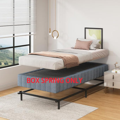 SHLAND Box Spring Twin 9 Inch Metal Bed Base, Black | Heavy Duty Structure, Fabric Cover, Easy Assembly, Mattress Foundation
