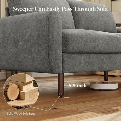 WorthFurni 68" Loveseat Sofa, Comfy Chenille Fabric Couches for Living Room with Spring Cushion and Solid Wood Frame, Modern Deep Seat Couch for Bedroom, Apartment, Office, Easy Assembly, Gray