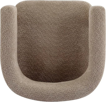 Christopher Knight Home Carly Low Profile Accent Chair, Round Backrest Side Chair, Living Room Armchair with Boucle Fabric Cushion,Comfy Reading Chair for Bedroom,Wooden Single Lounge Sofa,Light Camel