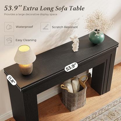 Huuger 54 Inch Entryway Table, Retangular Console Table, Farmhouse Sofa Table Behind the Couch, Long for Entrance, Hallway, Foyer, Living Room, Black