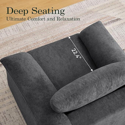 Boneless Single Sofa Chair, Modern Cloud Accent Chair, Comfy Deep Seat Couch for Living Room, Bedroom, Apartment, Small Space, No Assembly, Dark Gray