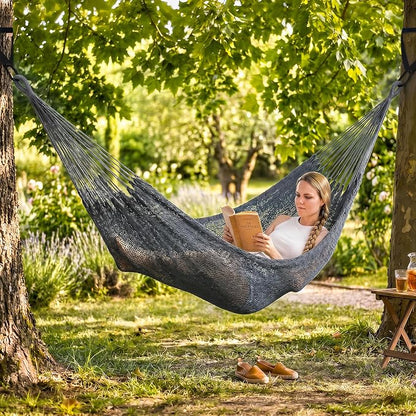 SUNCREAT Hammocks Outdoor Hammock Swing, Extra Large Hammock 2 Person Heavy Duty, Gray