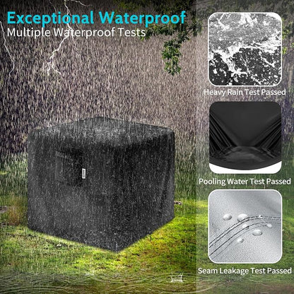 48" x 28" Rectangular Fire Pit Cover – Heavy-Duty Waterproof Oxford, Buckle Straps, Air Vents & Drawstring – Windproof & UV-Resistant Year-Round Protection on Patio Fire Pits & Tables