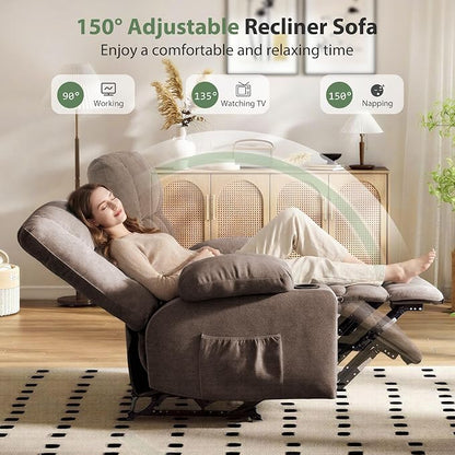 Loveseat Recliner Sofa, Wall Hugger Reclining Loveseat with Cup Holders & Storage Pockets, 150° Adjustable RV Couch, Traditional 2-Seat Reclining Couch for Living Room, RV, Home Theater, Brown