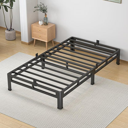 NKZ 10 Inch Twin Size Bed Frame, Metal Bed Frame & Box Spring 2 in 1 Platform with Round Corner Legs, 4000lbs Weight Capacity Reinforced Low Profile Metal Frame, Noise-Free, Easy Assembly