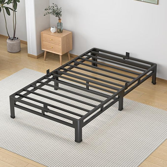 NKZ 10 Inch Twin Size Bed Frame, Metal Bed Frame & Box Spring 2 in 1 Platform with Round Corner Legs, 4000lbs Weight Capacity Reinforced Low Profile Metal Frame, Noise-Free, Easy Assembly