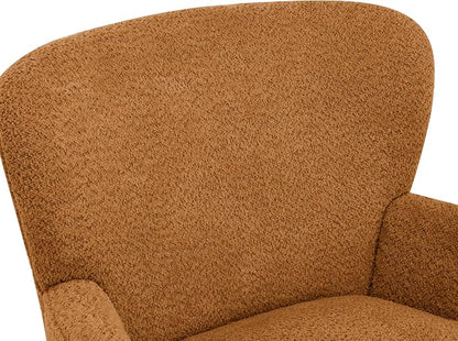 Christopher Knight Home Colby Boucle Upholstered Club Chair, Living Room Accent Chair, Wooden Frame, Flared Armrest, Plush Thick Cushion, Reading Lounge Chair, Space-Saving Furniture, Black+Caramel