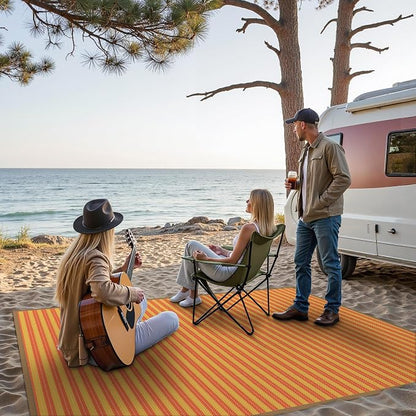 GENIMO Outdoor Rug for Patio Clearance, 6'x9' Reversible Plastic Straw Rugs, Lightweight Waterproof RV Camping Mat for Camper, Balcony, Deck, Backyard, Picnic, Orange