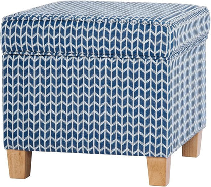 HomePop 18" Classic Square Storage Ottoman - Blue Chevron Print