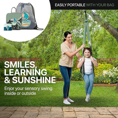 Indoor Sensory Swing for Kids or Outdoor – Holds 300lbs, Double-Layer, & 360° Swivel, Calming Compression Therapy Swing Hammock for Kids & Adults with All Hardware – Sensory-Motor Toys & Gifts