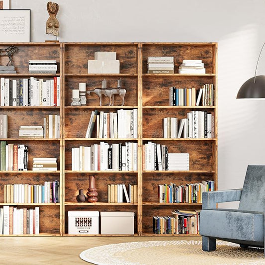 IRONCK Industrial Bookshelves and Bookcases Floor Standing 6 Shelf Display Storage Shelves 70 in Tall Bookcase Home Decor Furniture for Home Office, Living Room, Bed Room, Vintage Brown