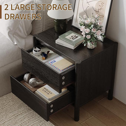 CHUWELL 3-Piece Bedroom Dresser Set-7 Drawer Dresser & 2 Nightstands,51" Wide Black Dresser and Night Stands Set with Solid Wood Cylindrical Legs
