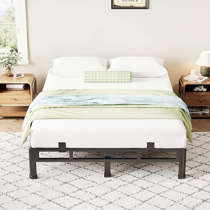 ROIL 7 Inch King Bed Frame, Metal Bed Frame & Box Spring 2 in 1 Platform with Round Corner Legs, 4000LBS Double Layer Low Profile Metal Platform Mattress Baffles, Noise-Free Easy Assembly