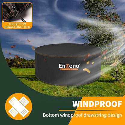 Enzeno Fire Pit Cover Round,45inch Outdoor Round Firepit Cover,Waterproof Oxford Cloth Patio Fire Table Cover for Outdoor Fire Pit,Fits 43-45 inch Gas Firepit/Bowl(45"Dia X 24"H)