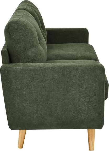 Ball & Cast 67.7" Loveseat Sofa,Mid Century Modern Love Seat Couches for Living Room,Button Tufted Upholstered Small Couch with Solid Wood Legs for Bedroom,Apartment,Office,Easy Assembly,Antique Green