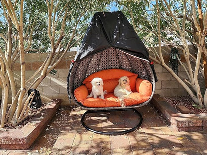 FLYMEI Patio Egg Chair Covers with Zipper, 420D Wicker Egg Swing Chair Covers, Waterproof Heavy Duty Weather Resisatnt Outdoor Chair Cover, Windproof Hanging Chair Cover, 75" x 45", Black, 1 Pack