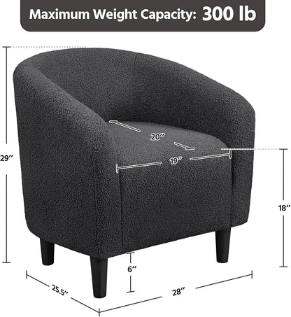Topeakmart Barrel Chair, Soft Sherpa Accent Chair Side Chair Club Chair Modern Style Deep Seating Barrel Armchair for Living Room Furniture Reading Room Bedroom, Dark Gray