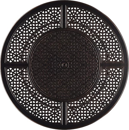 Aluminum 57,0000 BTU 44 in. Round Propane Black Fire Pit Table with Fire Beads, Lid, Propane Tank Cover and Table Fabric Covers in Copper Finish