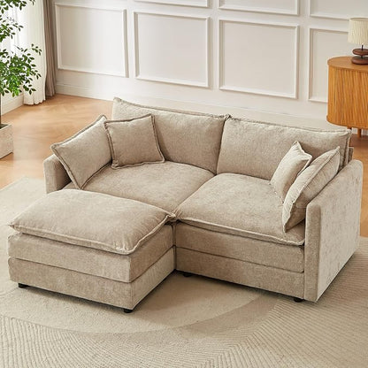 Modular Sectional Sofa, 77 Inch L Shaped Couch Set with Armrests, 2-Seater Comfy Cloud Couches for Living Room Apartment, Coffee
