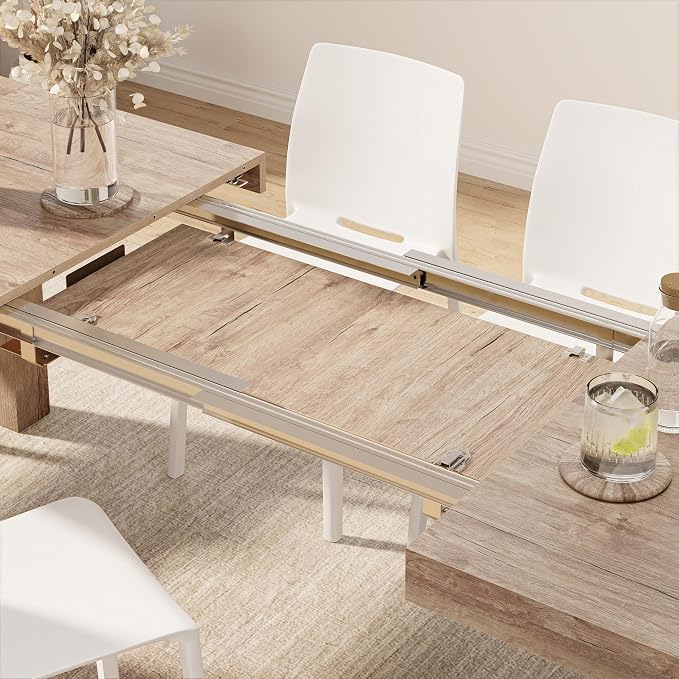 Mobili Fiver, Iacopo Extendable Dining Table, 55.1(86.6) x35.4 in, Oak, for 6-10 People, Expandable Dining Table for Kitchen, Living Room, Italian Furniture