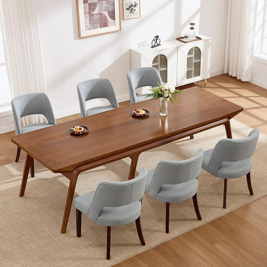 Dining Chair Set of 8,Modern Dining Room Chairs with Thick Cushions,Upholstered Linen Fabric Kitchen Chairs for Kitchen Dining Room LIGHTGREY