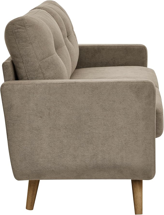 Ball & Cast 67.7" Loveseat Sofa,Mid Century Modern Love Seat Couches for Living Room,Button Tufted Upholstered Small Couch with Solid Wood Legs for Bedroom,Apartment,Office,Easy Assembly,Camel