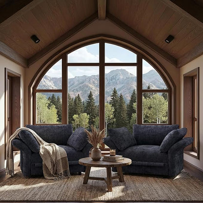 DreamDashio 159" Oversized Cloud Couch Sectional with Storage, Extra Wide Deep Modular Sectional Sofa for Living Room with Adjustable Arms, High Back, U Shaped, 6 Seater, Dark Grey Chenille