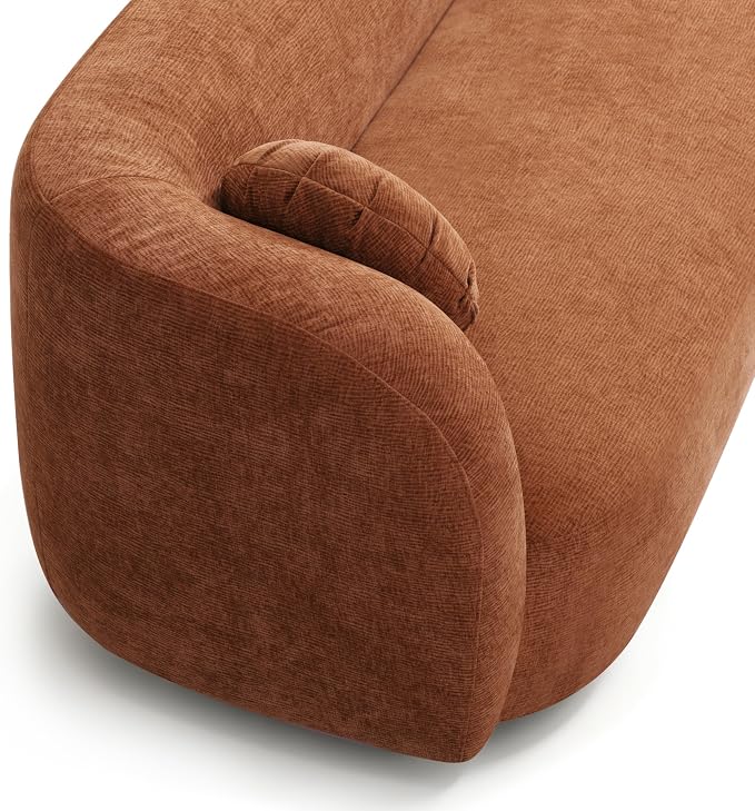 Curved Sectional Sofa with Chaise, 128" Oversized Cloud Couch, Chenille Fabric, High-Density Foam, Deep Seating, No Assembly, L-Shaped Sectional, Modern Living Room Sofa, Burnt Orange