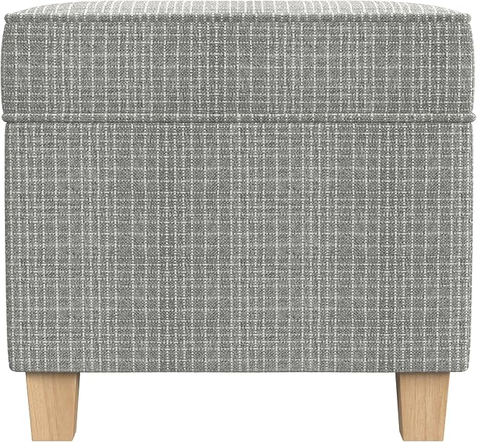 HomePop 18" Classic Square Storage Ottoman - Sage Mini Grid Pattern