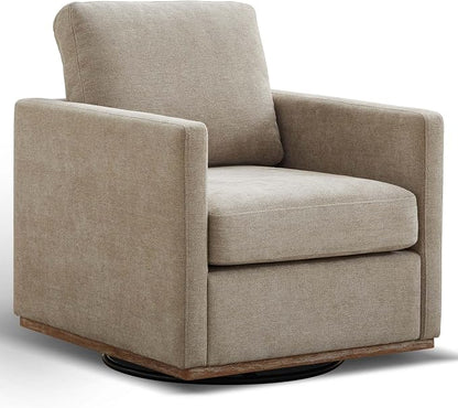 Aoiy & Wifon 30.7" W Swivel Accent Chair, Mid Century Modern Swivel Chair for Living Room, Comfy Small Accent Chair, Wavy Chenille, Taupe