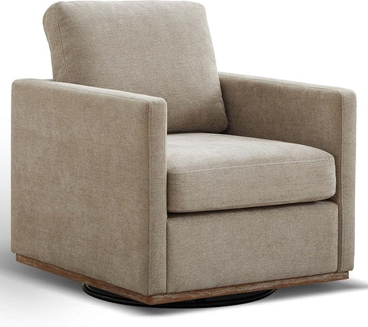 Aoiy & Wifon 30.7" W Swivel Accent Chair, Mid Century Modern Swivel Chair for Living Room, Comfy Small Accent Chair, Wavy Chenille, Taupe