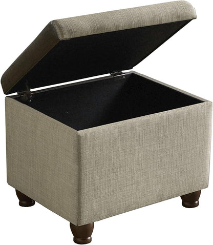 HomePop 22" Medium Rectangular Storage Ottoman - Tan Linen