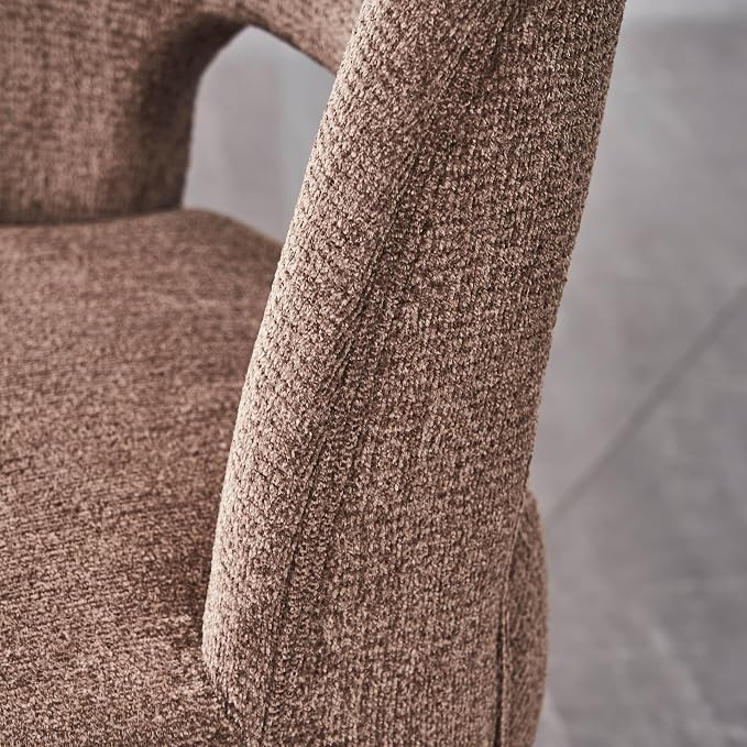 VKNOW Wooden Dining Chairs Set of 2, Modern Fabric Upholstered Dining Room Chair Kitchen Chairs, Farmhouse Dinner Chair for Kitchen Dining Room, Brown